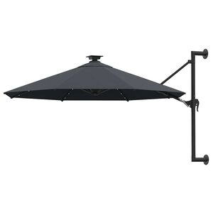 vidaXL Sonnenschirm zur Wandmontage mit LEDs 300 cm Anthrazit