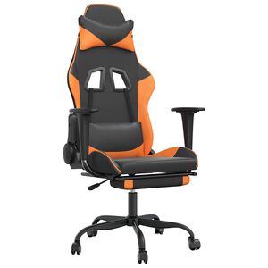 vidaXL Gaming-Stuhl mit Massage & Fu&szlig;st&uuml;tze Schwarz Orange Kunstleder
