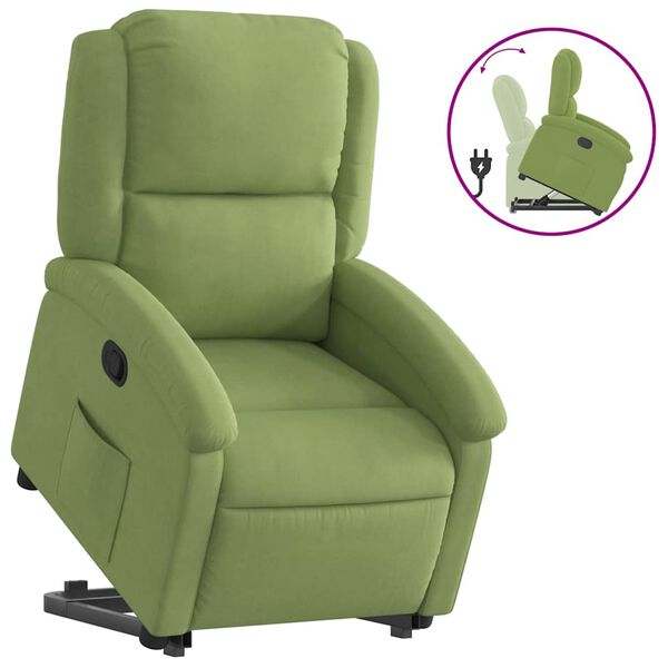 vidaXL Relaxsessel mit Aufstehhilfe Hellgr&uuml;n Samt