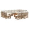 vidaXL Gartensofa-set 14 stk. Nat&uuml;rlich und Cremwei&szlig; Poly-Rattan