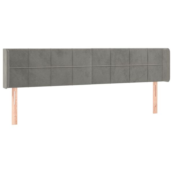 vidaXL LED Kopfteil Hellgrau 163x16x78/88 cm Samt