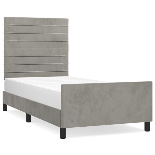 vidaXL Bettgestell ohne Matratze Hellgrau 100x200 cm Samt