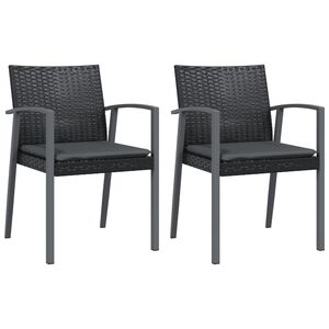 vidaXL Gartenst&uuml;hle mit Kissen 2 Stk. Schwarz 56,5x57x83cm Poly Rattan