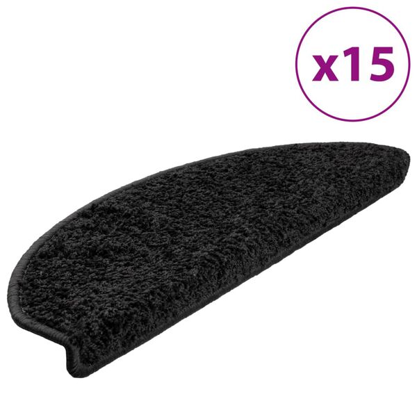 vidaXL Stufenmatten 15 Stk. 65x21x4 cm Schwarz Halbrund Gro&szlig;