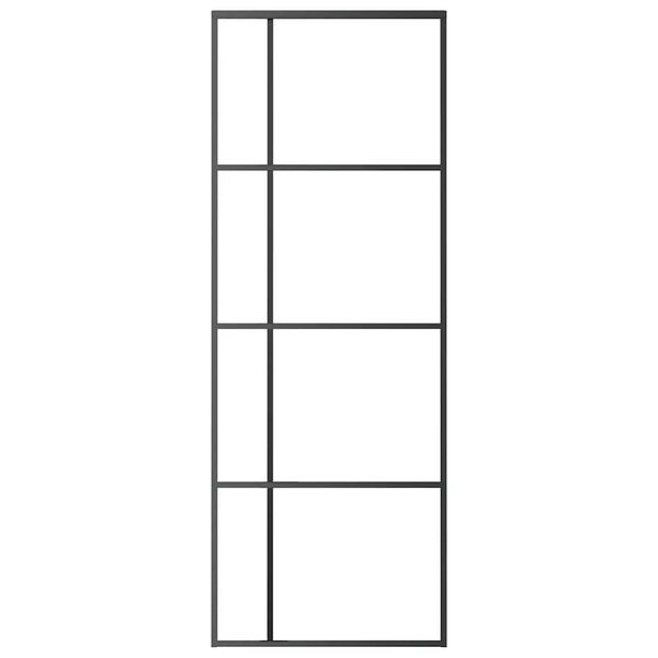 vidaXL Schiebetür ESG-Glas und Aluminium mattiert 90x205 cm Schwarz
