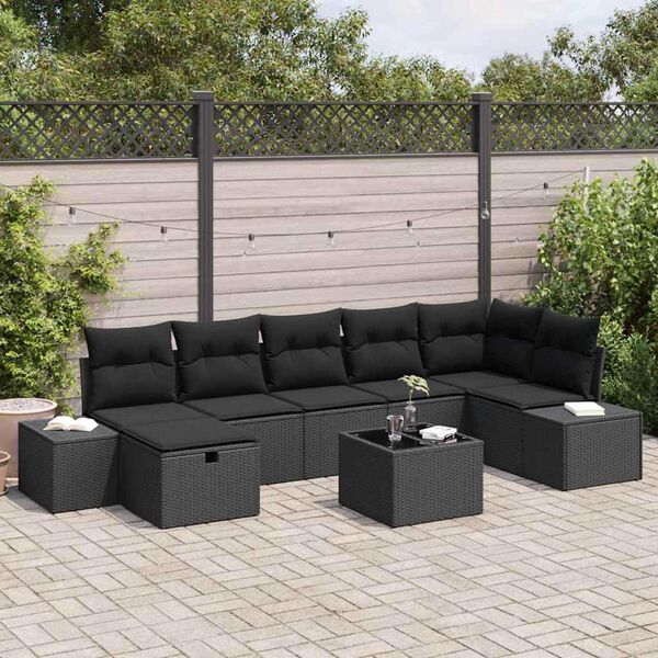 vidaXL Sofa Set mit Kissen 8 pcs Poly-Rattan