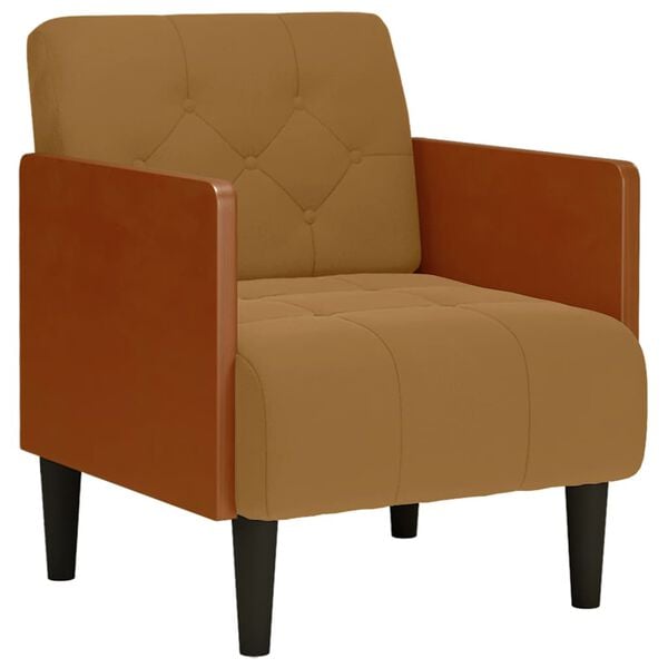 vidaXL Sessel mit Armlehnen Braun 55 cm Samt