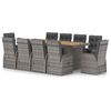 vidaXL 11-tlg. Garten-Essgruppe mit Auflagen Poly Rattan Grau