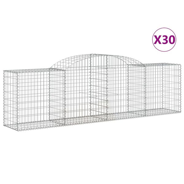 vidaXL Gabionen mit Hochbogen 30 Stk. 300x50x80/100cm Verzinktes Eisen