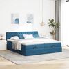 vidaXL Ottoman-Bett mit Matratzen & LEDs Dunkelblau 180x200 cm Samt