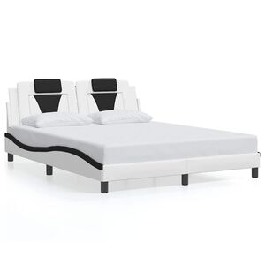 vidaXL Bettgestell "Viana" ohne Matratze Wei&szlig; und Schwarz 160x200 cm Kunstleder