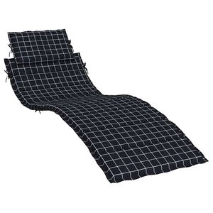 vidaXL Sonnenliegen-Auflage Schwarz Karomuster Oxford-Gewebe