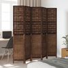vidaXL 5-tlg. Raumteiler Dunkelbraun Massivholz Paulownia