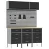 vidaXL Arbeitsschrankset mit Schubladen mit Speicher 8 pcs Schwarz