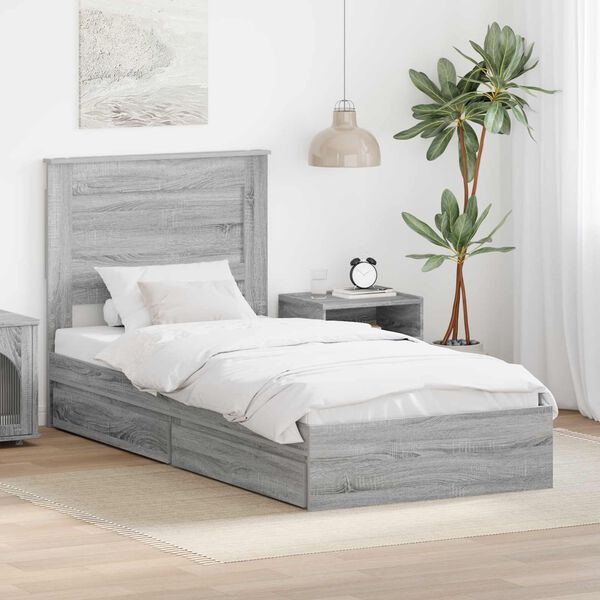 vidaXL Aufbewahrungsbett Graues Sonoma 75 x 190 cm Holzwerkstoff
