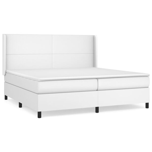 vidaXL Boxspringbett mit Matratze Wei&szlig; 200x200 cm Kunstleder