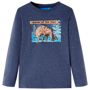 vidaXL Kinder-Langarmshirt Dunkelblau Melange 128