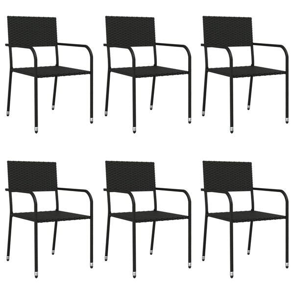 vidaXL 7-tlg. Garten-Essgruppe Schwarz Poly Rattan und Stahl
