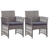 vidaXL Gartensessel mit Sitzkissen 2 Stk. Grau Poly Rattan