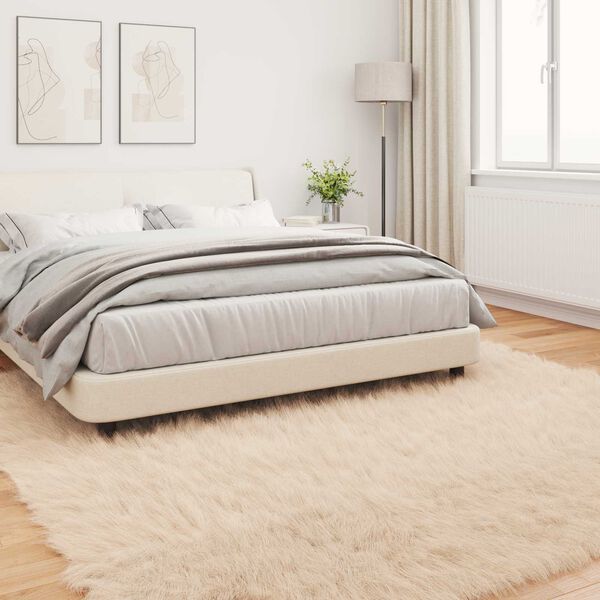 vidaXL Kunstschaffell Teppich Tafalla Beige 200 x 200 cm Polyester
