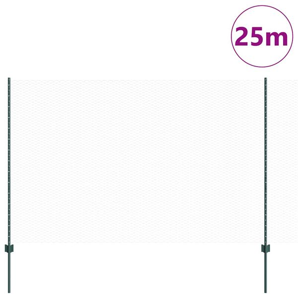 vidaXL Zaun mit Pfosten Gr&uuml;n 1,5 x 25 m Stahl
