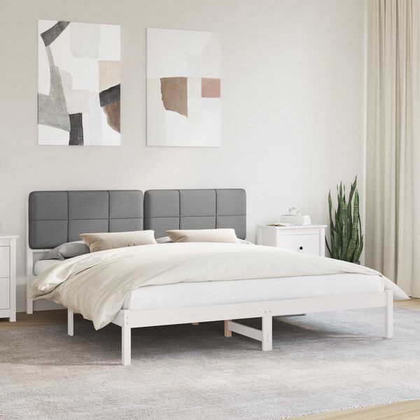vidaXL Bettgestell mit gepolstertem Kopfteil Taupe 200 x 200 cm