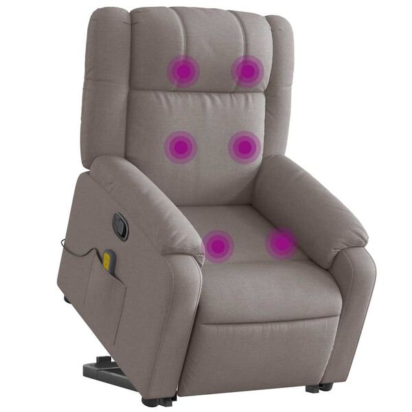 vidaXL Massagesessel mit Aufstehhilfe Taupe Stoff