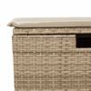 vidaXL Gartenhocker mit Kissen Beige 55x55x37 cm Poly Rattan