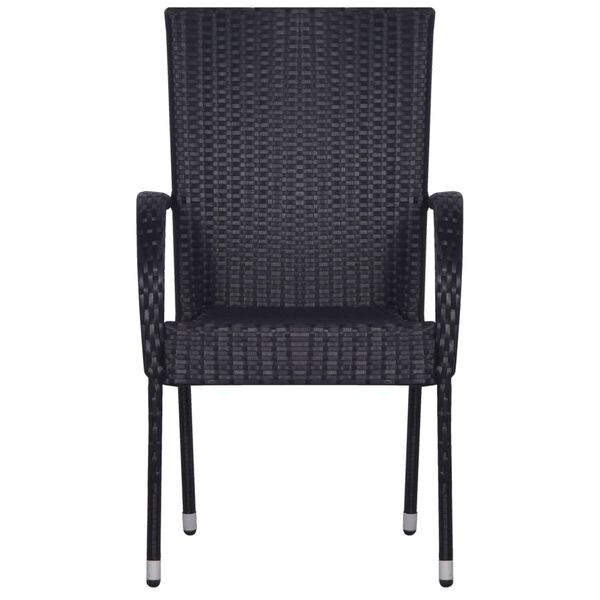 vidaXL 9-tlg. Garten-Essgruppe Poly Rattan Schwarz