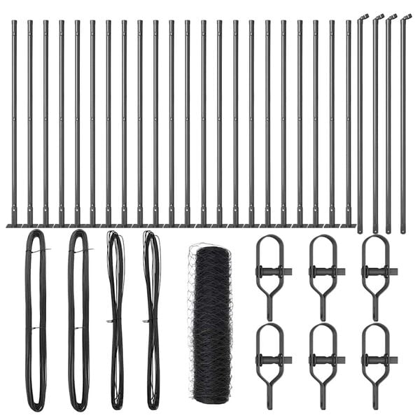 vidaXL Zaunpfosten Grau 50 x 0,4 m (50 mm Netz) Stahl und PVC