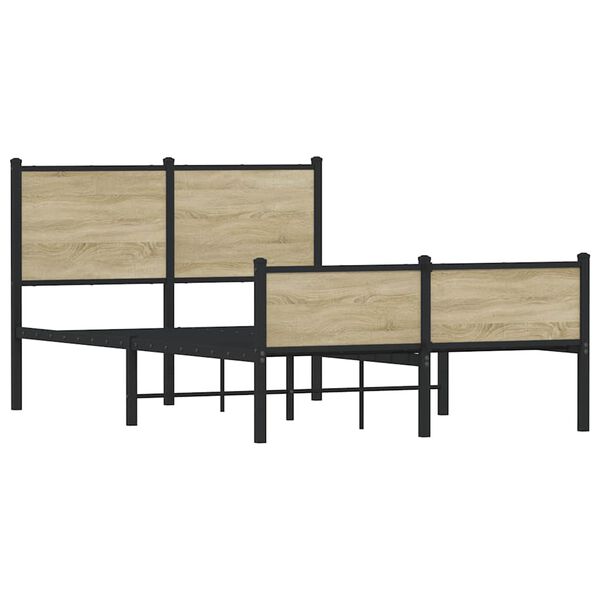 vidaXL Metallbett ohne Matratze Sonoma-Eiche 120x200 cm