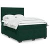 vidaXL Boxspringbett mit Matratze Dunkelgr&uuml;n 160x200 cm Samt