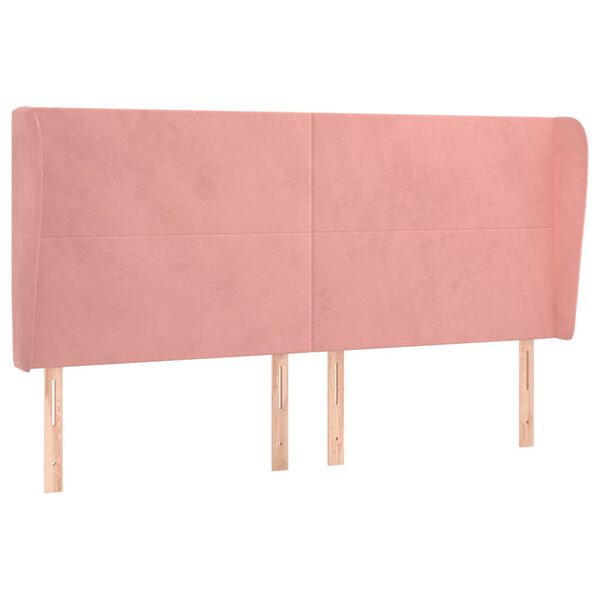 vidaXL Kopfteil mit Ohren Rosa 163x23x118/128 cm Samt