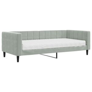vidaXL Tagesbett mit Matratze Hellgrau 90x200 cm Samt