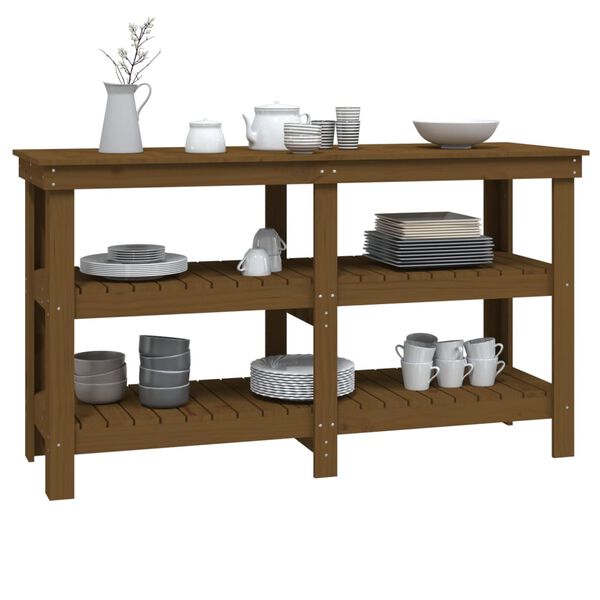vidaXL Werkbank Honigbraun 142,5x50x80 cm Massivholz Kiefer