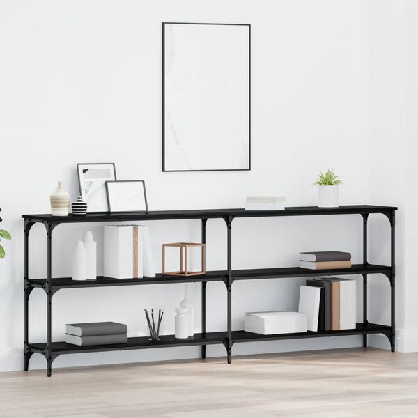 vidaXL Konsolentisch Schwarz Eichen-Optik 200 x 29 x 75 cm
