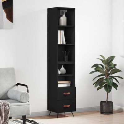 vidaXL Highboard Schwarz 34,5x34x180 cm Holzwerkstoff