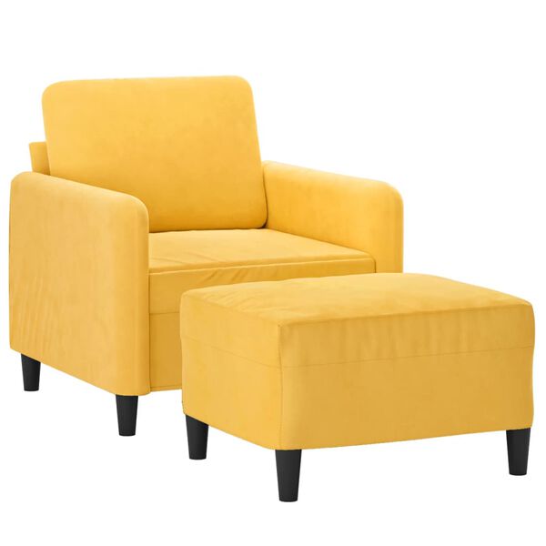 vidaXL Sessel mit Hocker Hellgelb 60 cm Samt