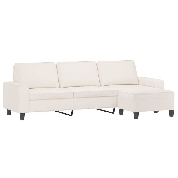 vidaXL 3-Sitzer-Sofa mit Hocker Beige 210 cm Mikrofasergewebe