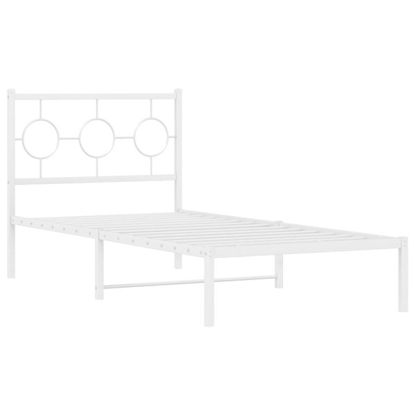 vidaXL Bettgestell mit Kopfteil Metall Wei&szlig; 90x190 cm