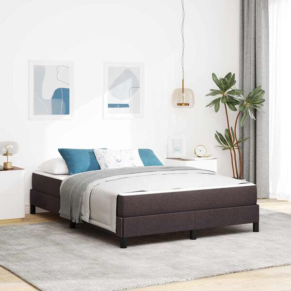 vidaXL Boxspringbett mit Matratze Dunkelbraun 140 x 200 cm Stoff
