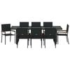 vidaXL Garten Essgruppe 9 pcs Schwarz Poly-Rattan