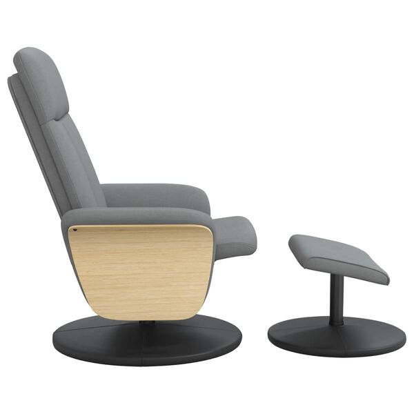 vidaXL Relaxsessel mit Fu&szlig;hocker Hellgrau Stoff