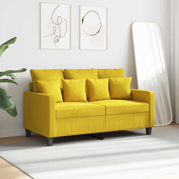 vidaXL 2-Sitzer-Sofa Hellgelb 120 cm Stoff
