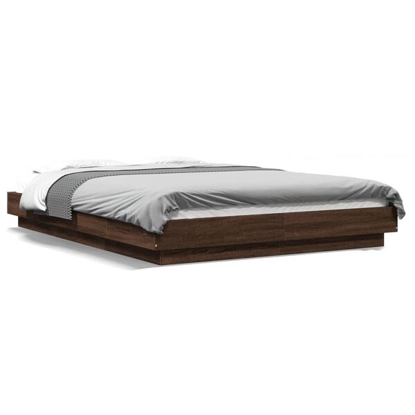 vidaXL Bettgestell Braun Eichen-Optik 140x190 cm Holzwerkstoff