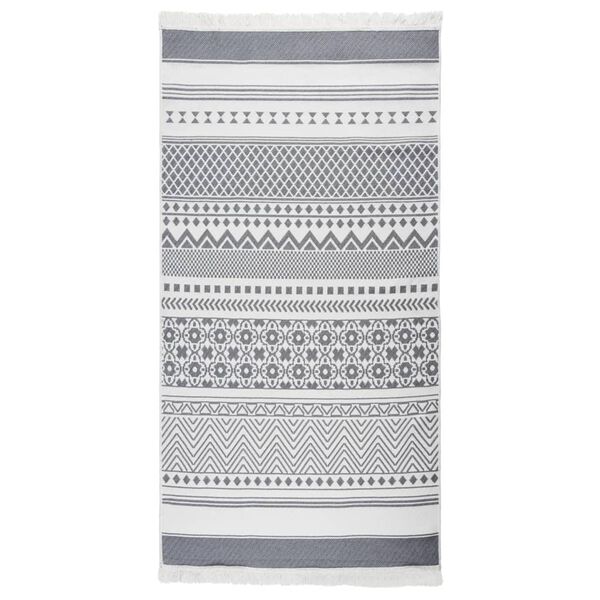 vidaXL Teppich Grau und Wei&szlig; 80x150 cm Baumwolle