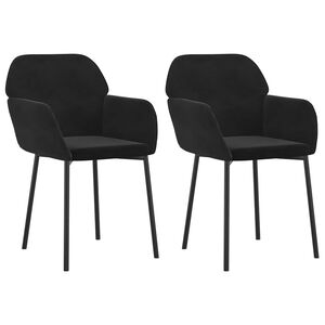 vidaXL Esszimmerst&uuml;hle 2 Stk. Schwarz Samt