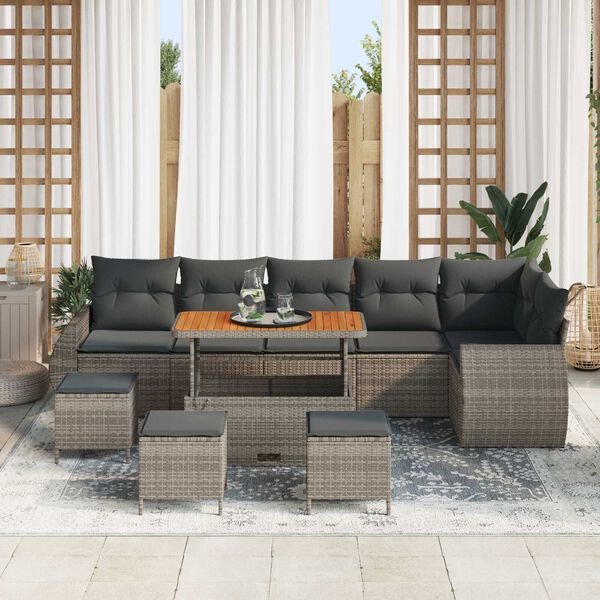 vidaXL Gartensofa-set 10 pcs Grau Poly-Rattan