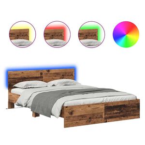 vidaXL Bettrahmen mit Kopfteil Altholz 135 x 190 cm Holzwerkstoff