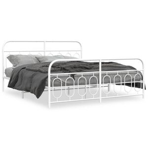 vidaXL Bettgestell mit Kopf- und Fu&szlig;teil Metall Wei&szlig; 183x213 cm